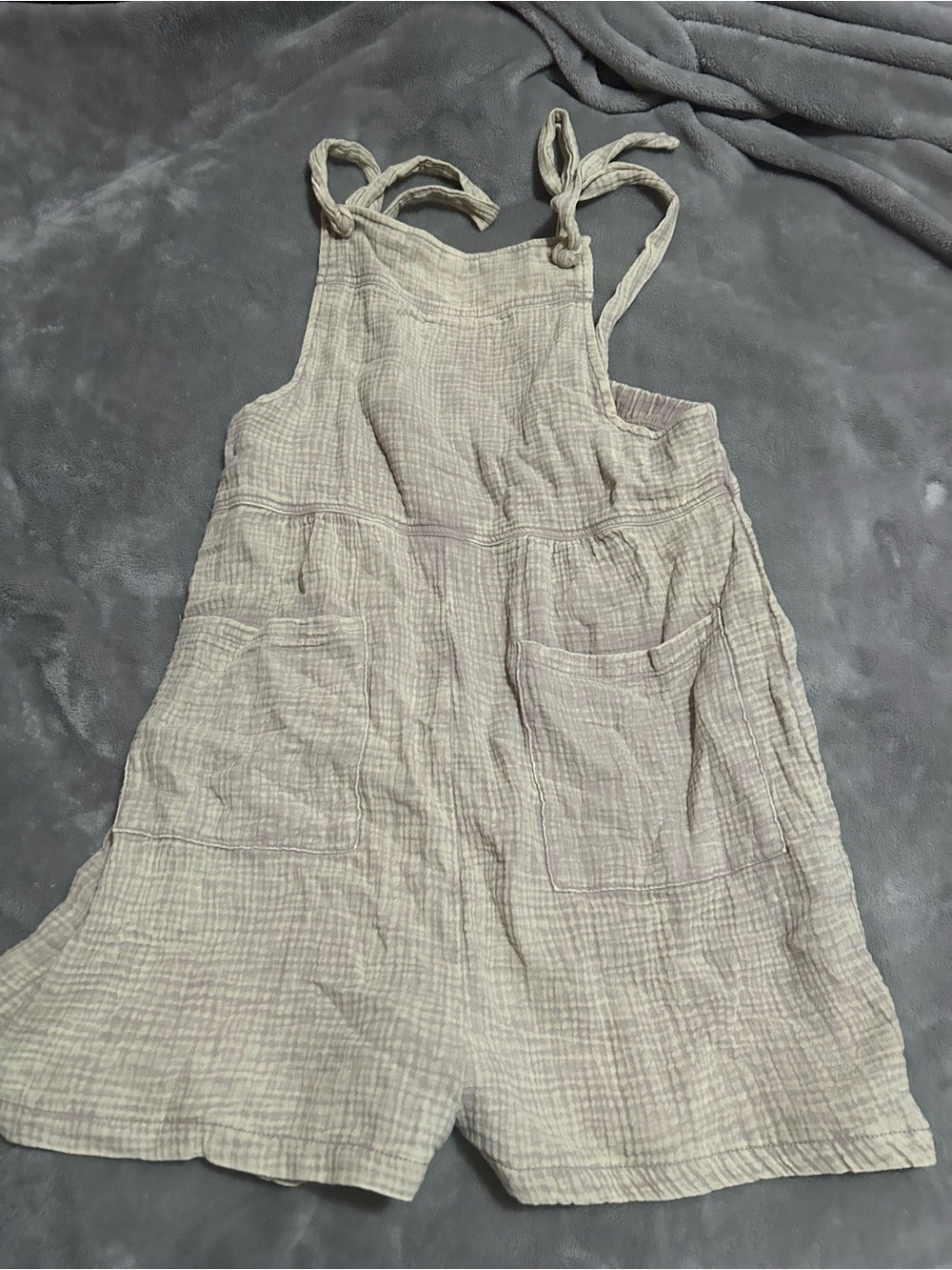 Zenana Outfitters Neutral Tie-Shoulder Gauze Romper